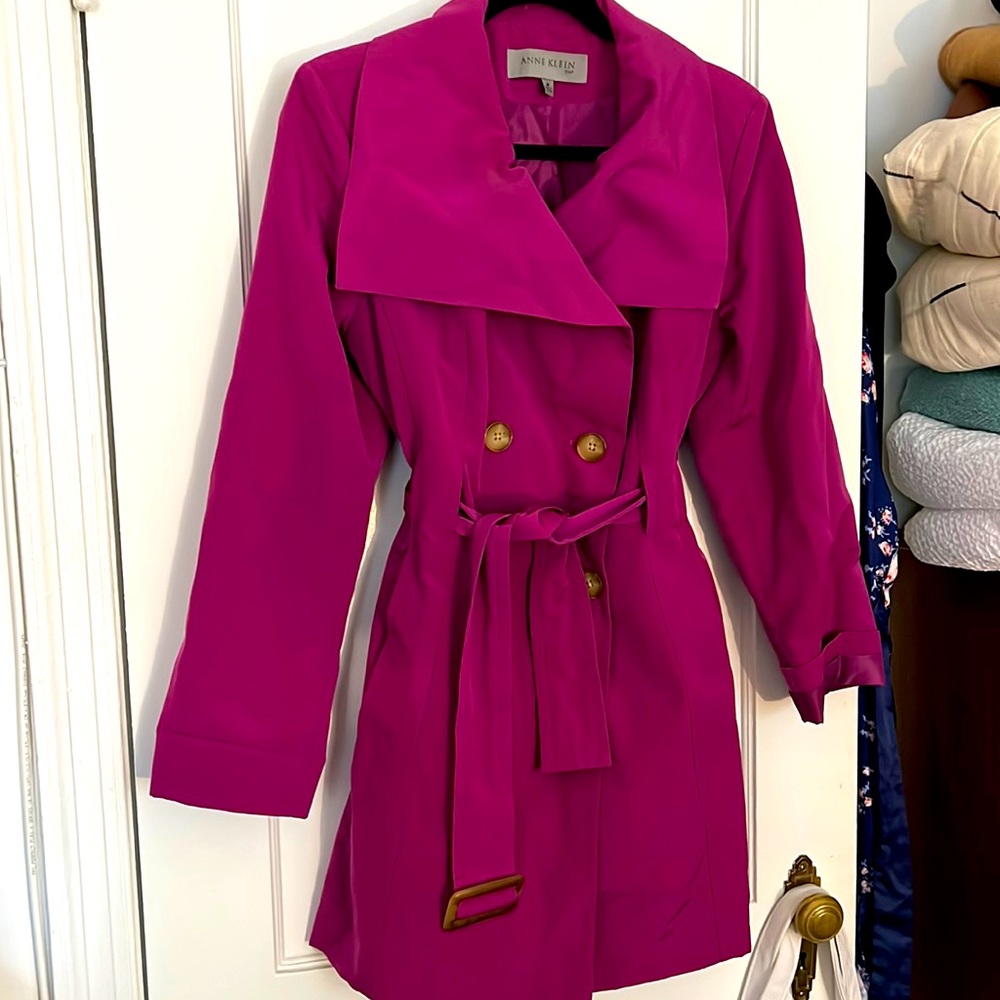 Anne Klein Magenta Pink Trench Coat
